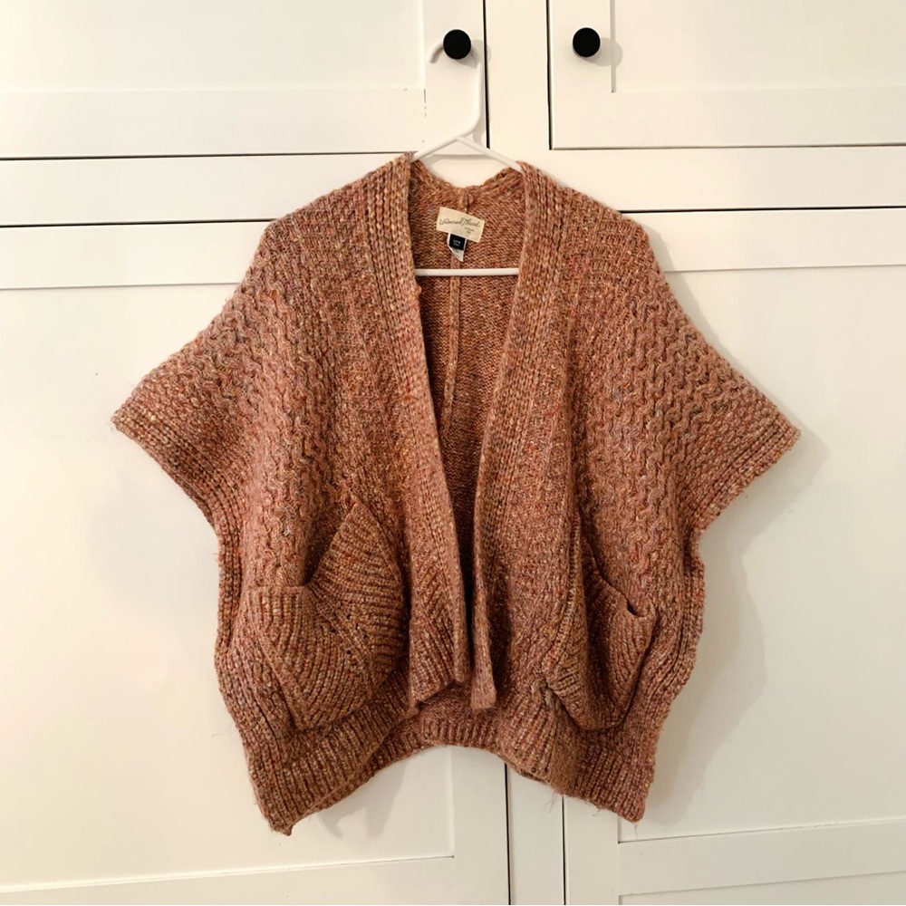 Universal Thread Pink Knit Colorful Wool Blend Pocket Shall Cardigan